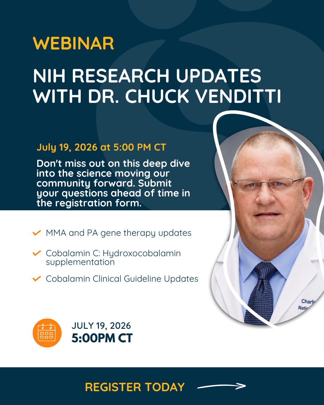 NIH Research Updates Webinar with Dr. Chuck Venditti on July 19, 2026
