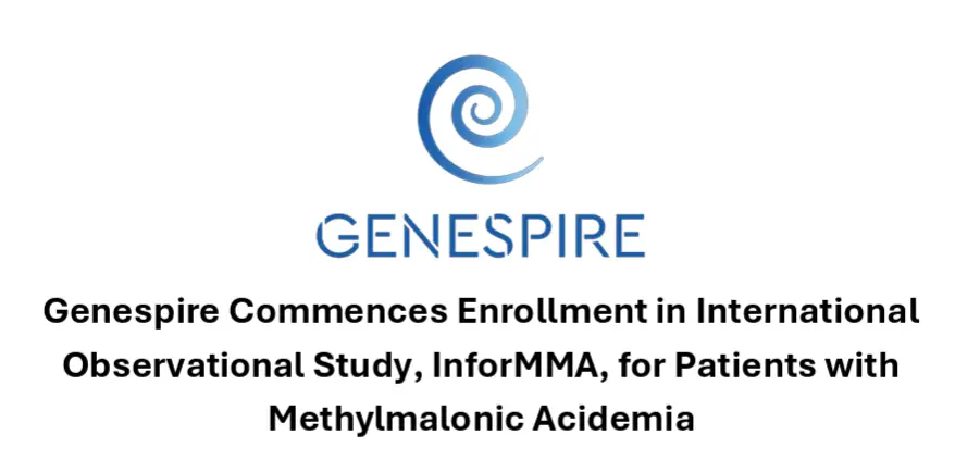Genespire logo and headline: Genespire Commences Enrollment in International Observational Study, InforMMA, for Patients with Methylmalonic Acidemia